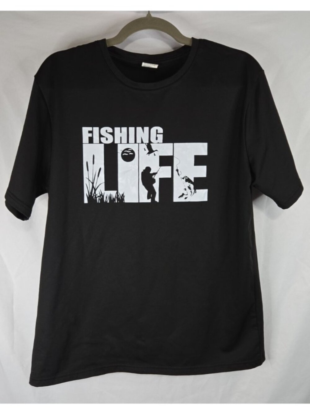 Fishing Life Men's SS Black Tshirt Size M